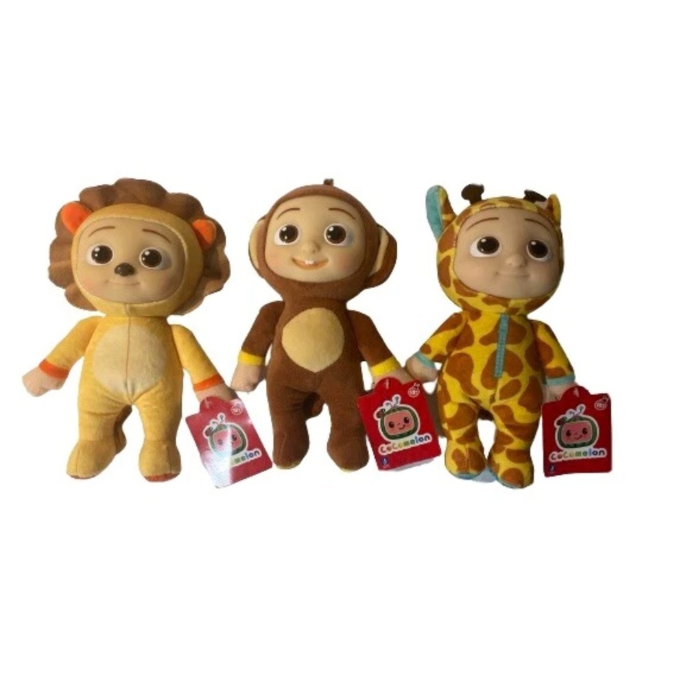 Cocomelon Animal Plush Toys Set of 3 Lion Monkey Giraffe JJ Dolls Soft 8" New